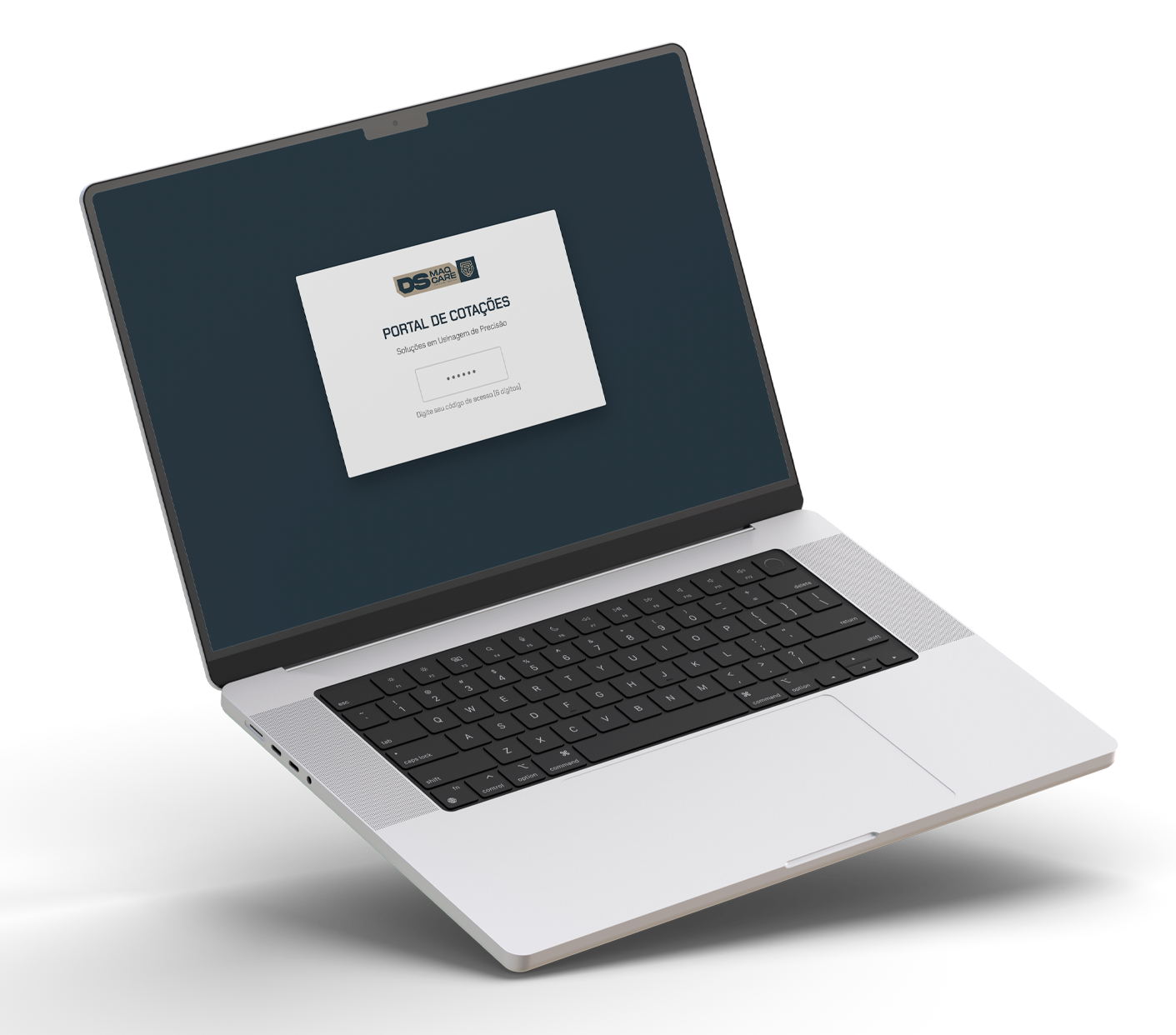 Portal de cotações da DS Indústria em notebook